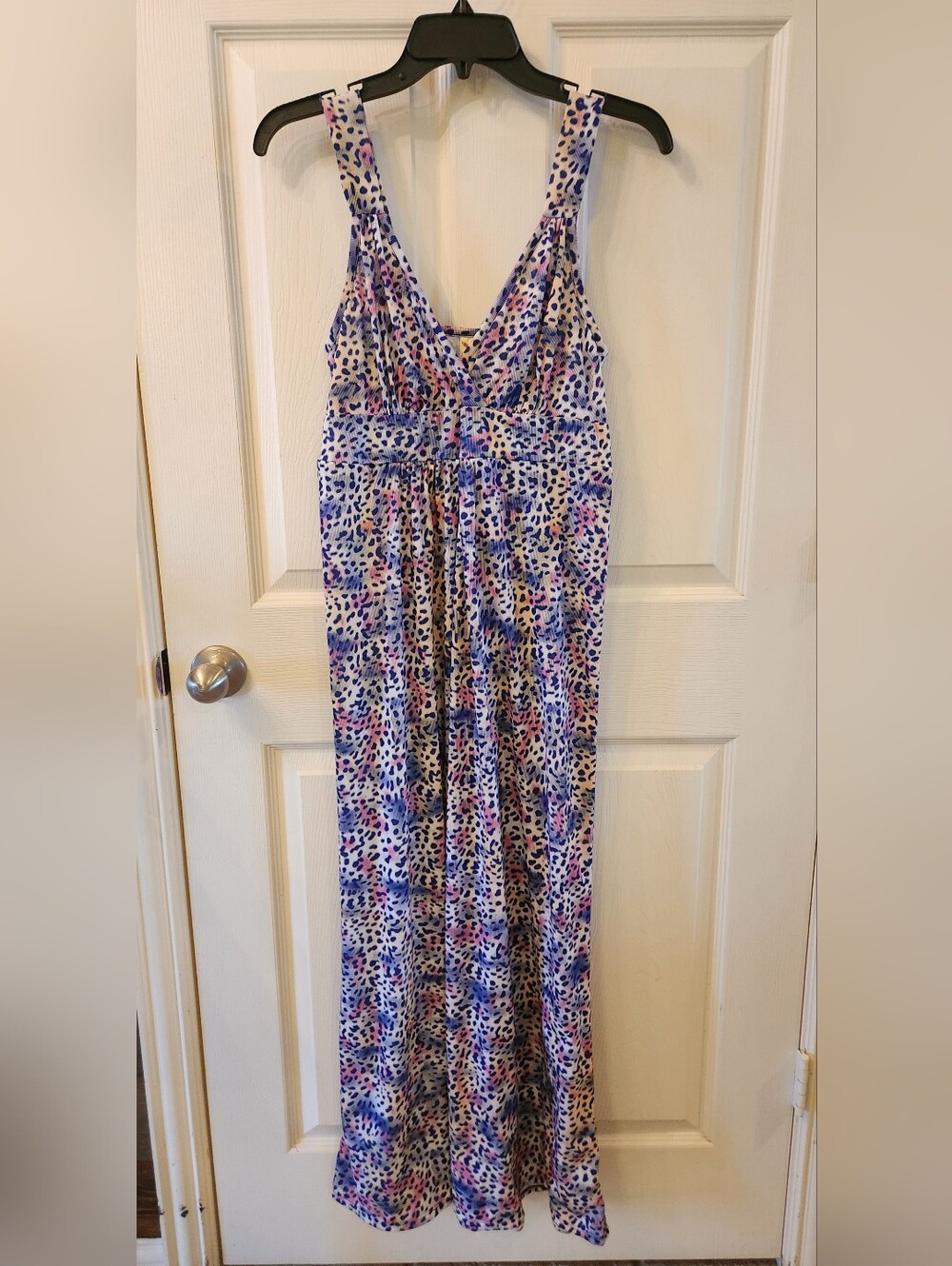 Faded Glory Purple & Pink Leopard Print Maxi Dress, Large